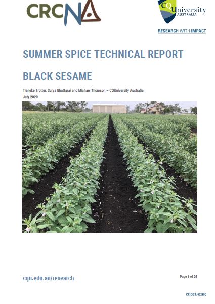 report cover of sesame crop