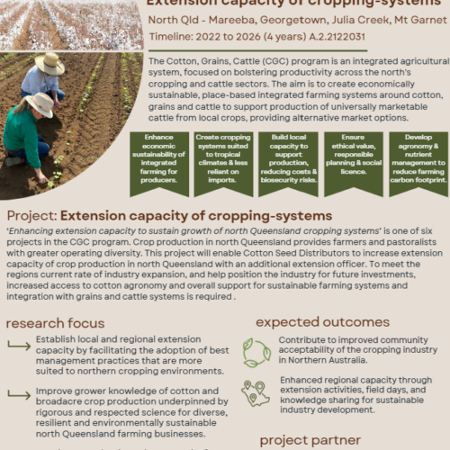 Cotton, Grains, Cattle program: Enhancing extension capacity to sustain growth of north Queensland cropping systems